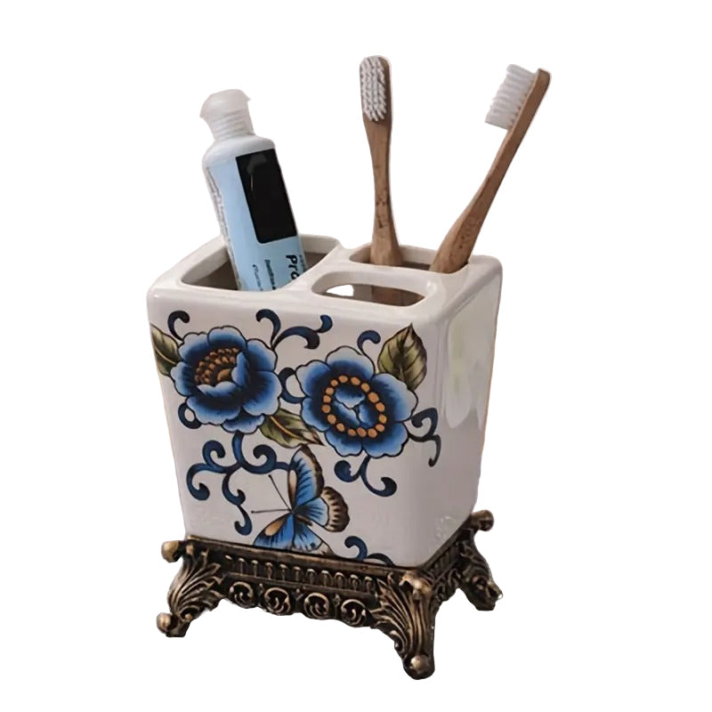 Trójkomorowy Ceramiczny Pojemnik na Szczoteczki