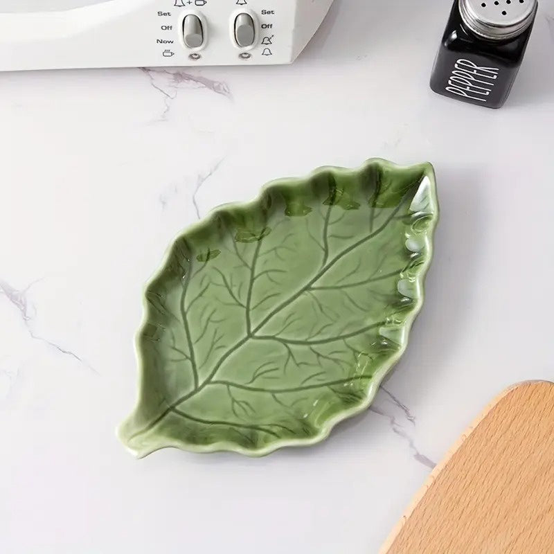 Ceramiczna Odkładka Kuchenna na Łyżki w Kształcie Liścia
