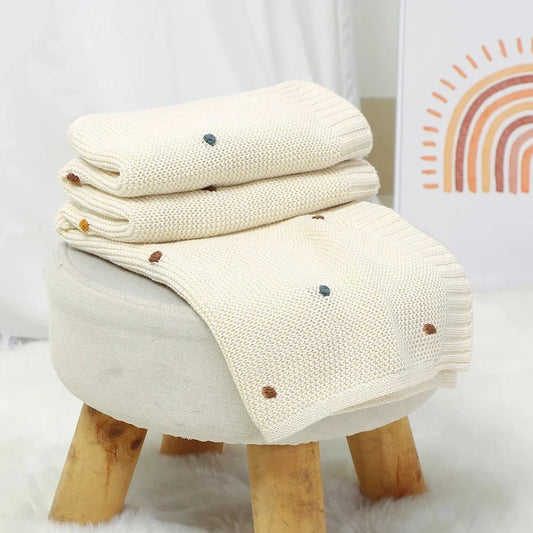 Dzianinowy Kocyk dla Niemowląt z Kolorowymi Guzikami