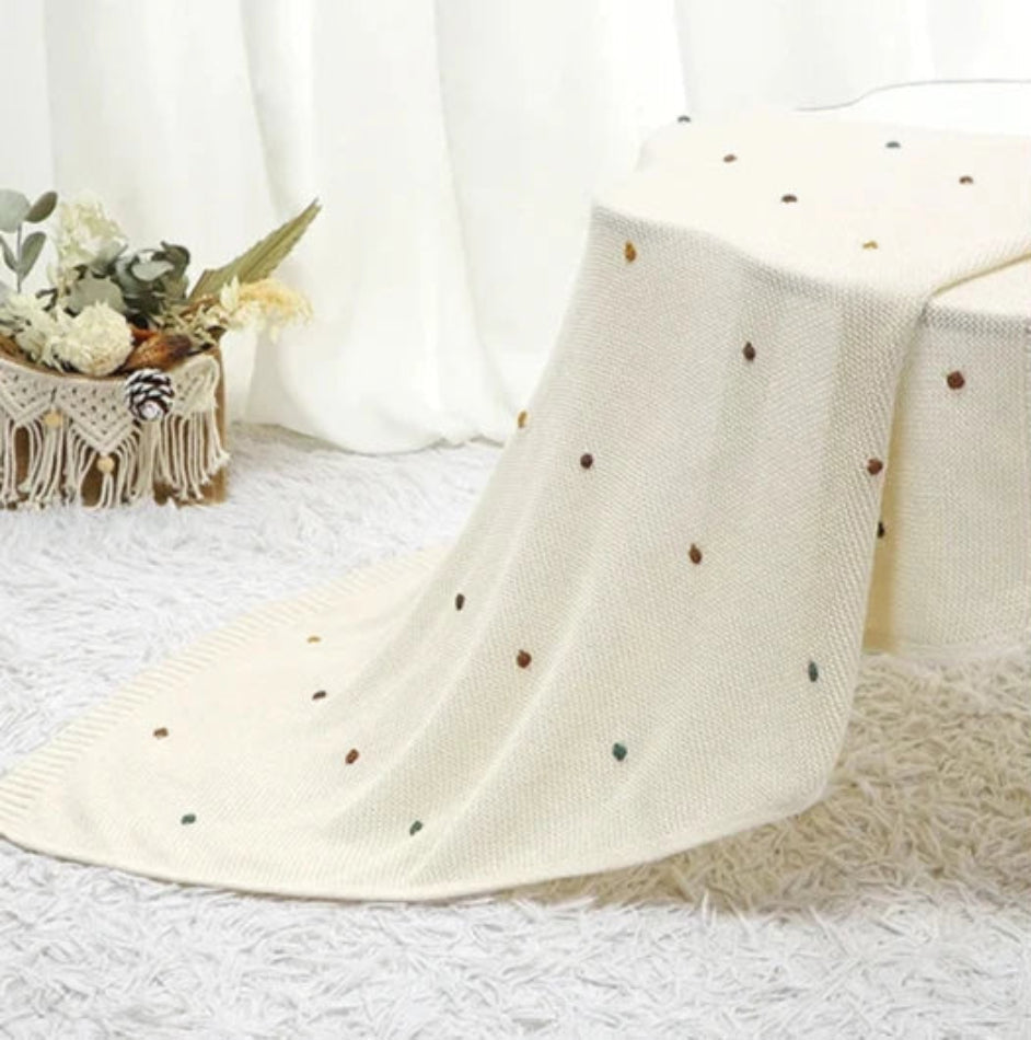 Dzianinowy Kocyk dla Niemowląt z Kolorowymi Guzikami