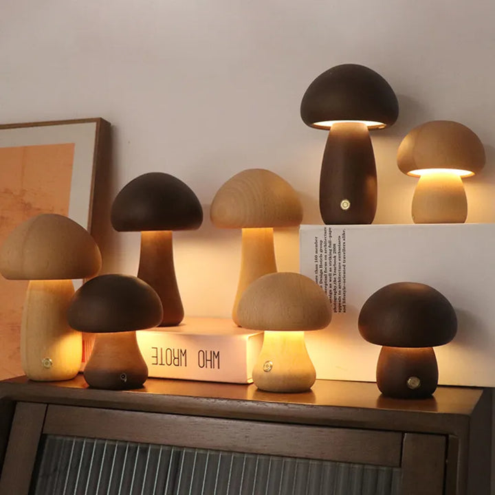 Lampa Stołowa LED w Kształcie Grzyba – Ciepłe Światło i Ładowanie przez USB