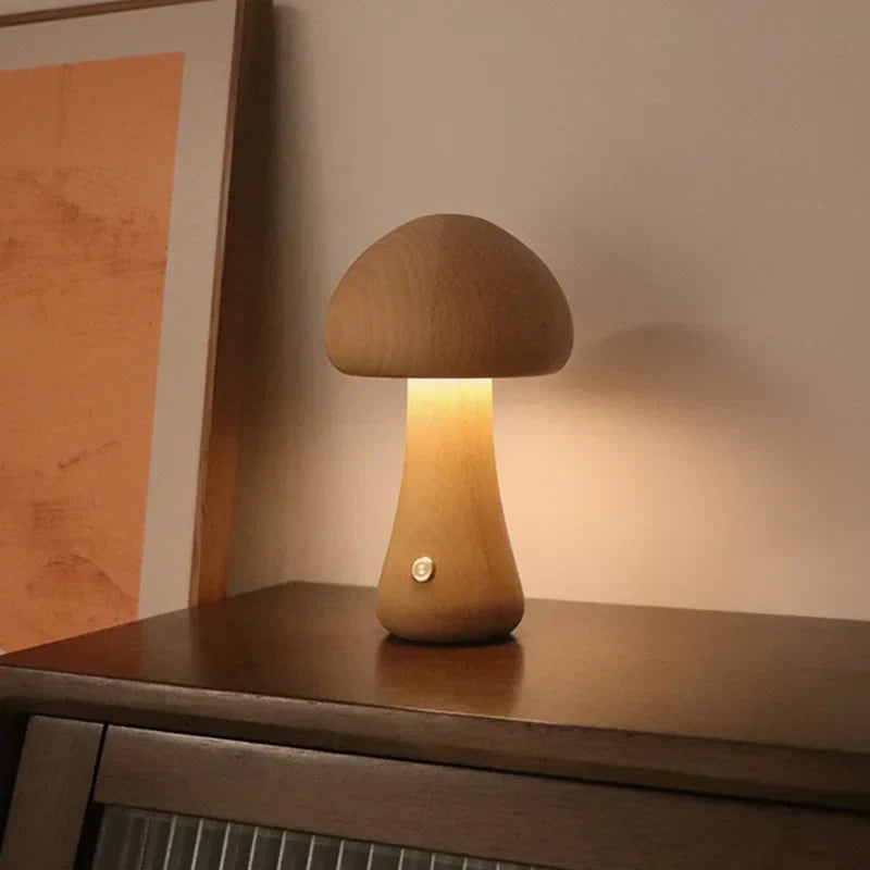 Lampa Stołowa LED w Kształcie Grzyba – Ciepłe Światło i Ładowanie przez USB