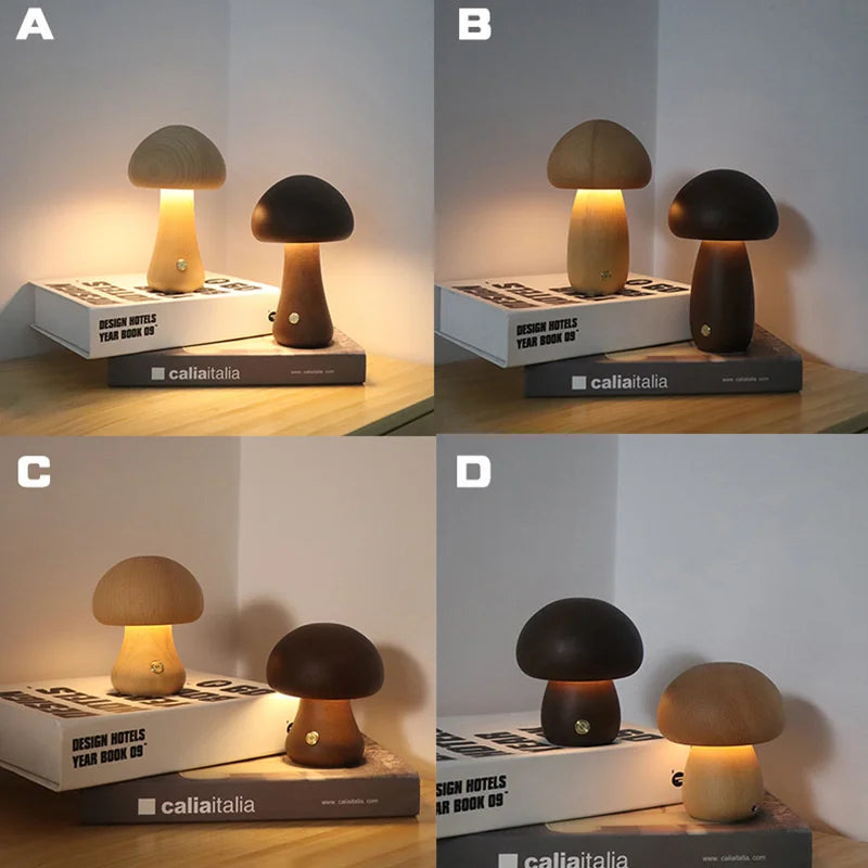 Lampa Stołowa LED w Kształcie Grzyba – Ciepłe Światło i Ładowanie przez USB