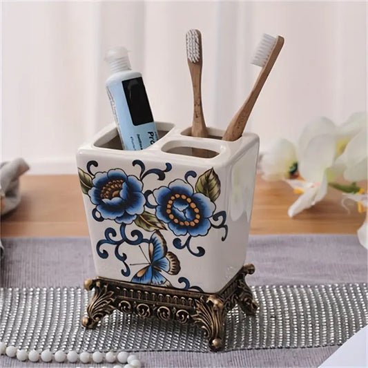 Trójkomorowy Ceramiczny Pojemnik na Szczoteczki