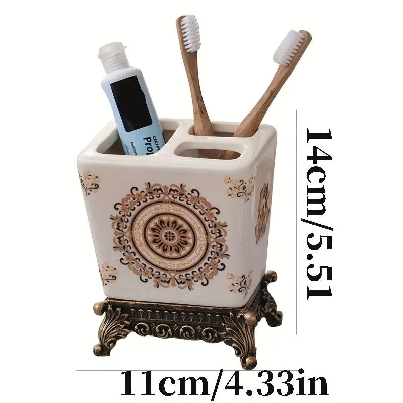 Trójkomorowy Ceramiczny Pojemnik na Szczoteczki