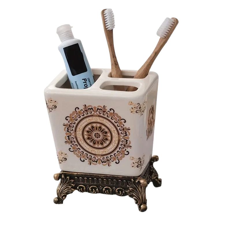 Trójkomorowy Ceramiczny Pojemnik na Szczoteczki